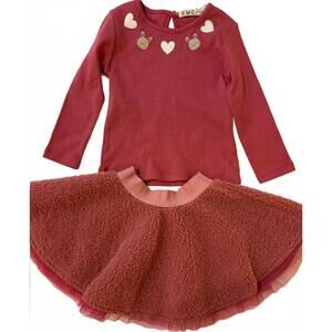 NEW EMC girl's teddy fabric & tulle set in mauve